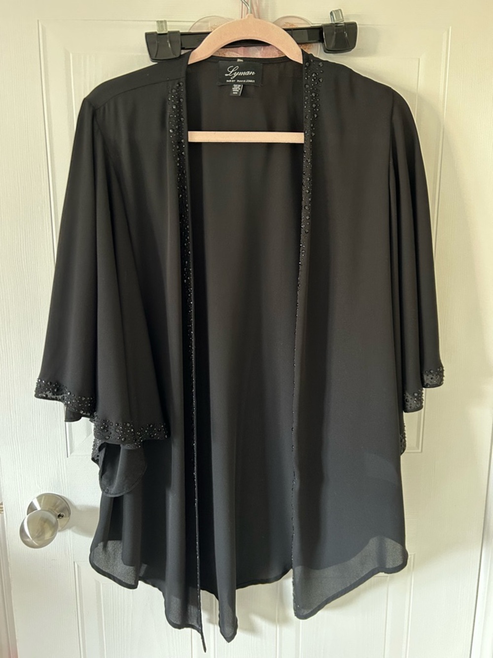 Frank Lyman Design Black Beaded Open Cardigan